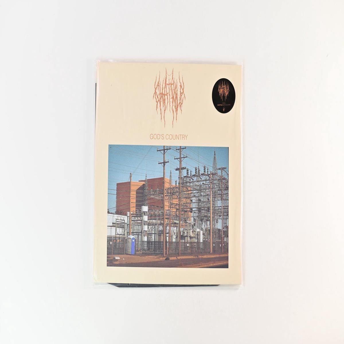 Chat Pile - Gods Country on Flenser Ltd Milky Clear w Black Blue Orange Splatter