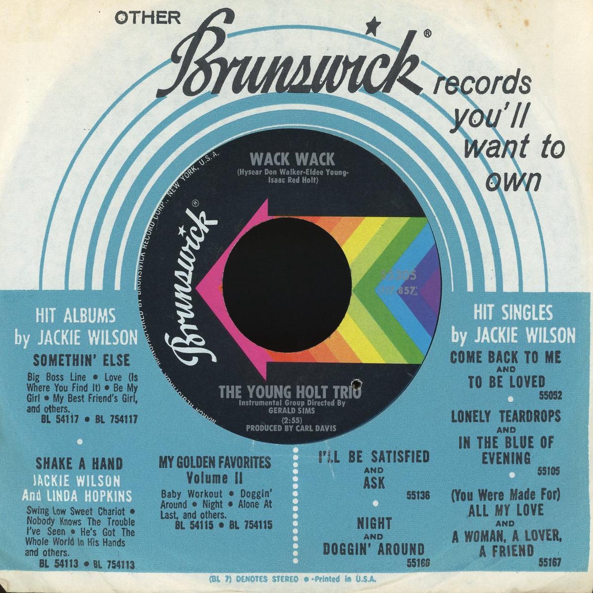 Young Holt Trio - Wack Wack This Little Light Of Mine on Brunswick Mod Jazz 45